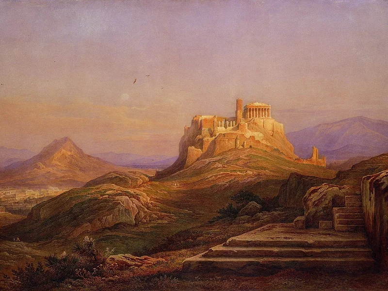 1802-Rudolf Müller - Veduta dell'Acropoli dalla Pnice, 1863
